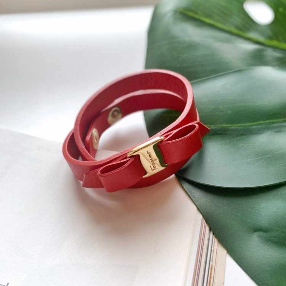 Salvatore Ferragamo Red Bracelet with Gold Accent